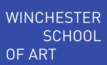 Blue background with white text "Winchester School of Art"